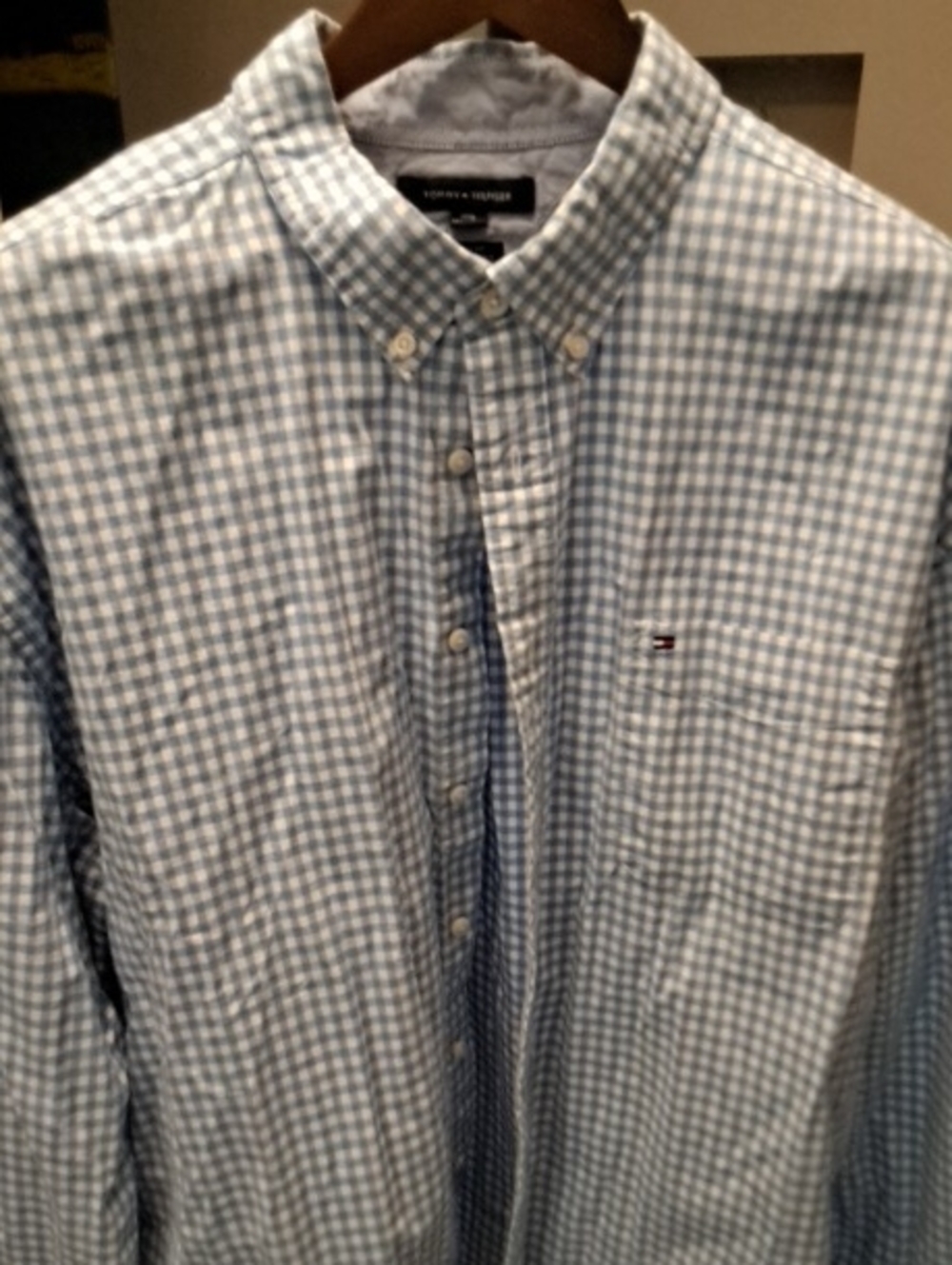 Tommy Hilfiger Men's Light Blue Gingham Button-Down Shirt